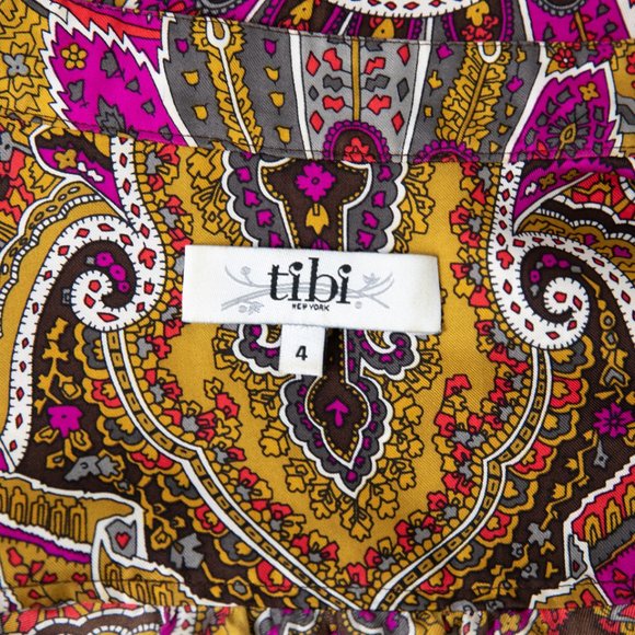Tibi Retro 70s S Silk Paisley Print Boho Blouse - Picture 10 of 11